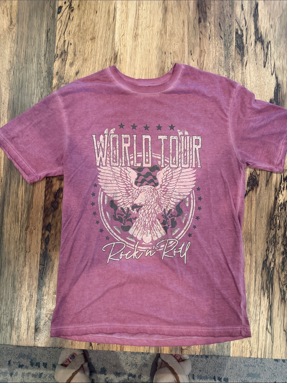 Women's Pink 'World Tour' Rock & Roll Graphic Tee